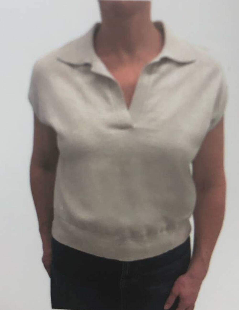 DKNY Light Beige Sleeveless Collared Knit Sweater - L